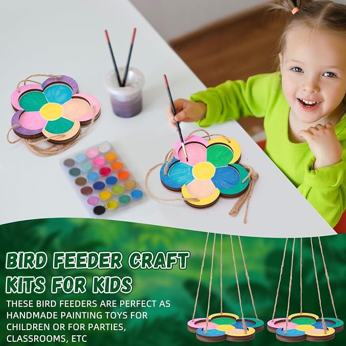 DoubleFill 12 Pcs Thickened Wood Bird Feeder Craft Kits - Image 5