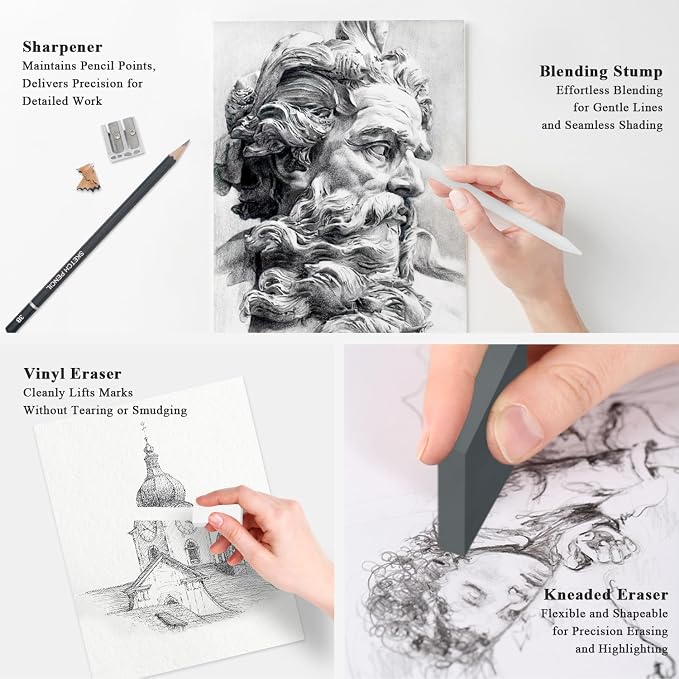 Aenir Sketch Pencils for Drawing, Drawing Pencils Set of 18, 10B–4H Graphite - Image 3