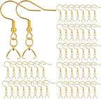 Earring Hooks 50 PCS/25 Pairs, Stainless Steel Golden Ear Wires Fish Hooks by MENKEY