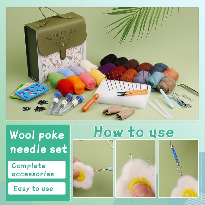 Mayboos Needle Felting Kit, Wool Roving 20 Colors Set | Wool Felting Kit Felt - Image 5