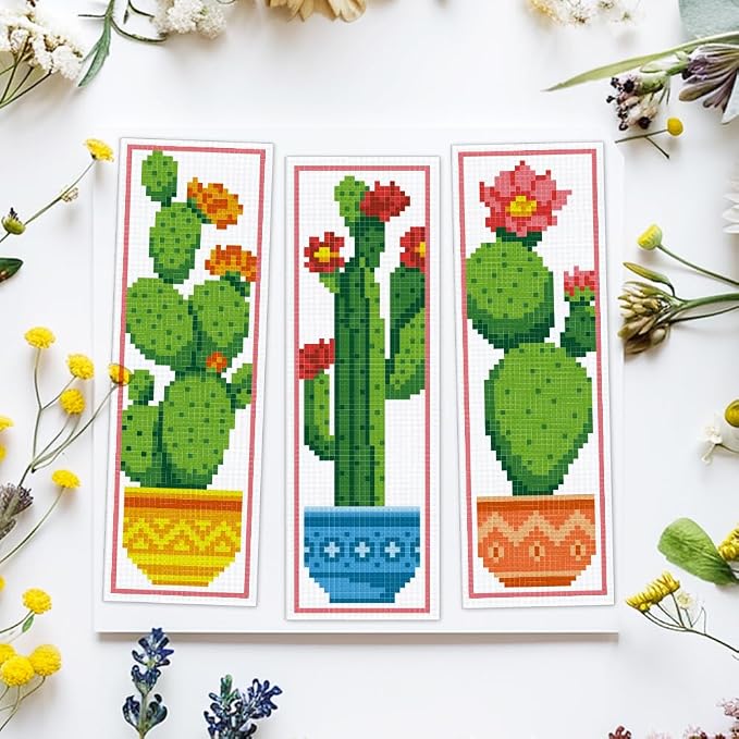 ACRNIGHEET 6PCS Cactus Cross Stitch Bookmark Kit - Image 5