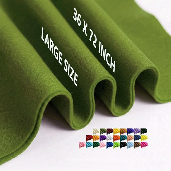 Moss Green Felt Fabric 36" x 72" 1.6mm Thick Large Craft Sheet | Soft, Flexible by MEDIANER