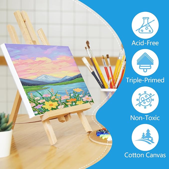 ESRICH Small Canvases for Painting 5x7, 4 Pack Stretched Canvases for Painting - Image 4