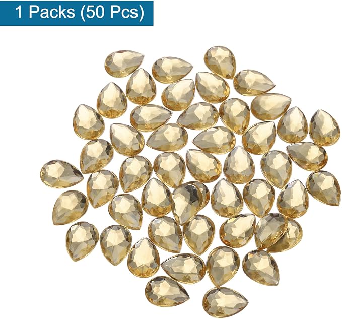 MECCANIXITY 50PCS Flat Back Acrylic Teardrop Gems 13x18mm Artificial Rhinestones - Image 3