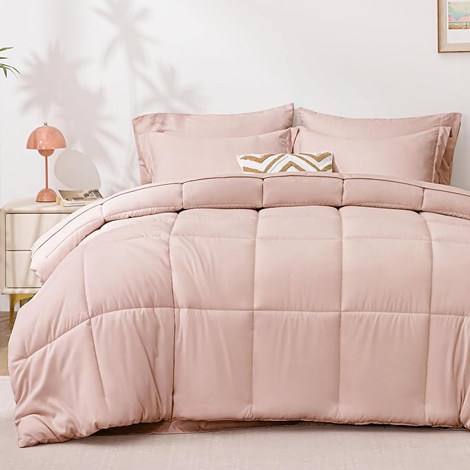 Love's cabin Full Comforter Set Blush Pink, 7 Pieces Full Bed in a Bag by Lovescabin