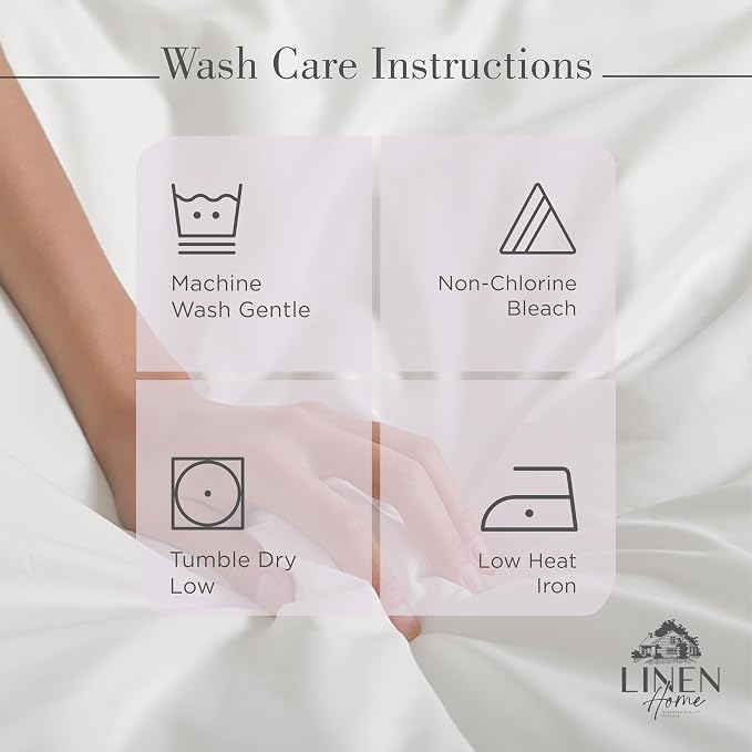 Linen Home 100% Cotton Percale Sheets Queen, Crisp Cool Breathable Bed Linen - Image 5
