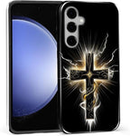 for Samsung Galaxy S25 FE Case, Cool Cross Pattern Glossy 2 in 1 Shockproof - Image 3