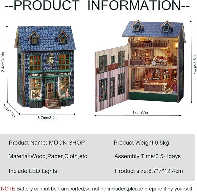 DIY Miniature House Kit, CUTEROOM Wooden Dollhouse Kit Mini House Making Kit - Image 2