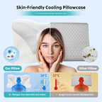 DUMOS Cervical Neck Pillow Set of 2, Cooling Memory Foam Contour Pillow - Image 3