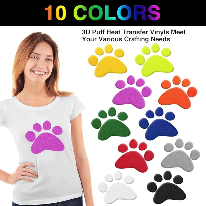 TORC 3D Puff HTV Heat Transfer Vinyl 12" x 10" 10 Sheet Pack - Image 4