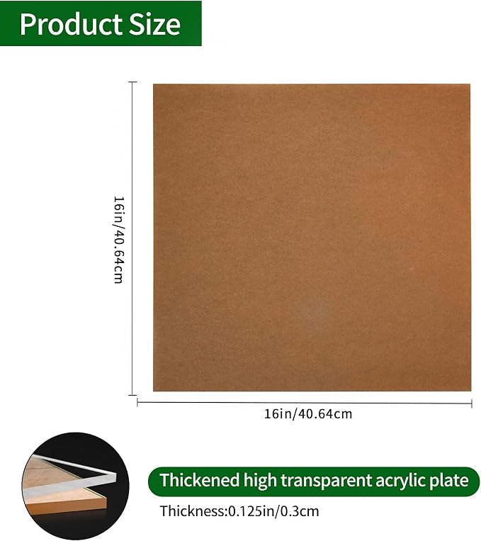 Lesnlok 2 Pieces 16x16 Acrylic Sheet1/8 Thick 3mm Plexiglass Sheet, - Image 2