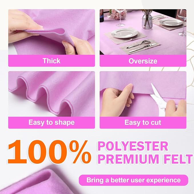 XSEINO Light Purple Large Felt Fabric 108" X 36 ", 1.4 mm Thick Soft Felt - Image 4