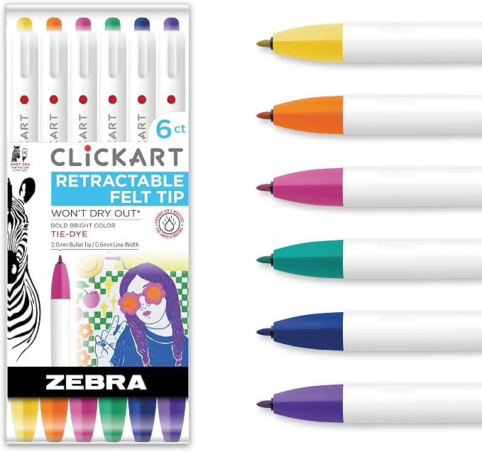 Zebra Pen CLiCKART Retractable Felt Tip Pen, 0.6mm Fine Point, Moisture by ZebraPen