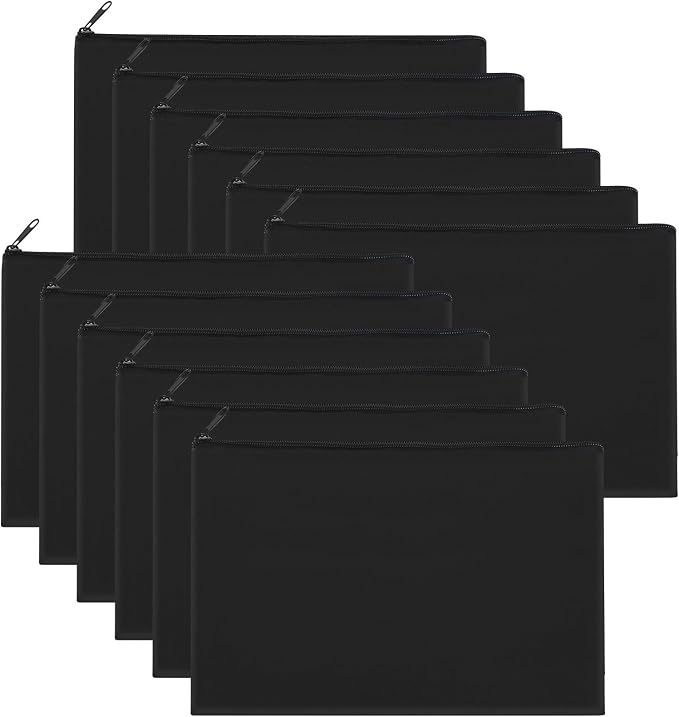 12 Pieces Black Cotton Canvas Makeup Bag, Blank DIY Craft Bag by Sinzip