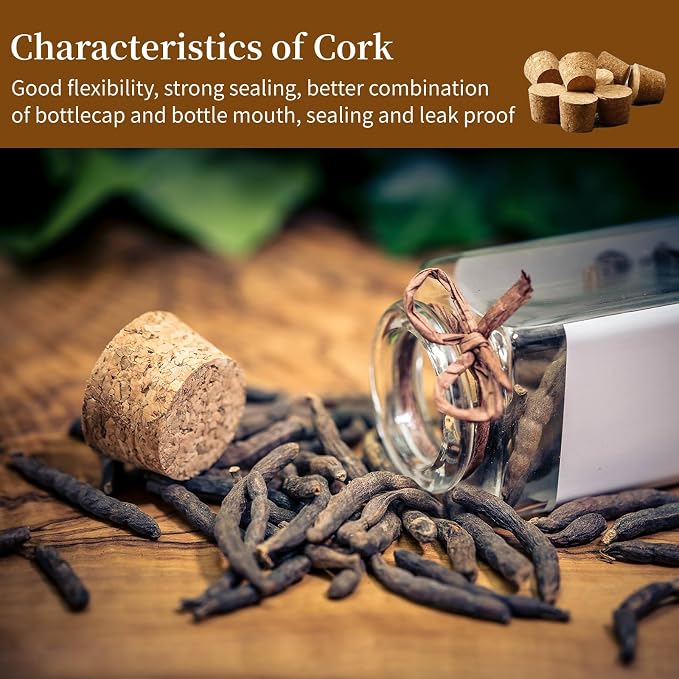 Natural Cork Stoppers for Bottles, Salt and Pepper DIY Projects, Airtight - Image 5