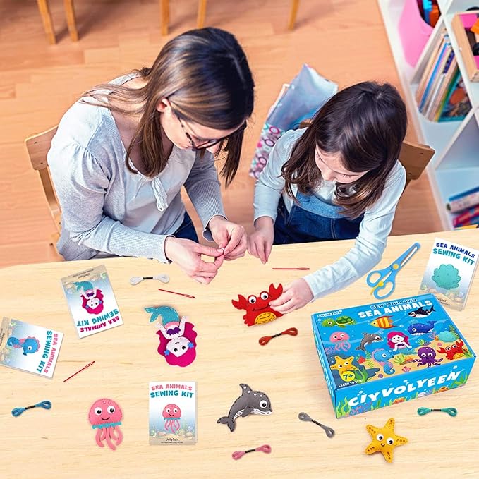 CiyvoLyeen Sea Animals Sewing Kit Mermaid DIY Felt Plush Craft Kit Make Your - Image 6