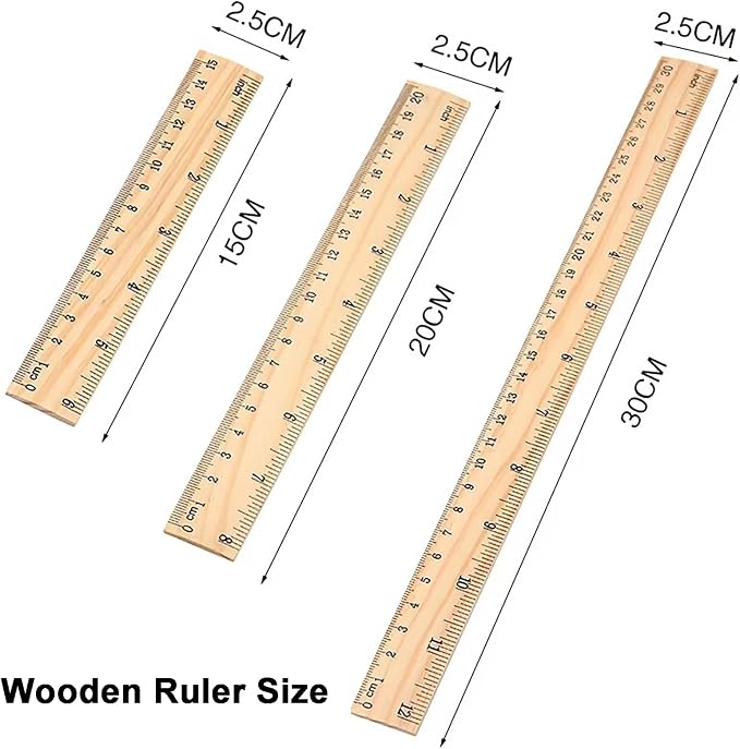 3 Pack Wooden Ruler Wood Ruler Measuring Tool | Wood Ruler - Image 2