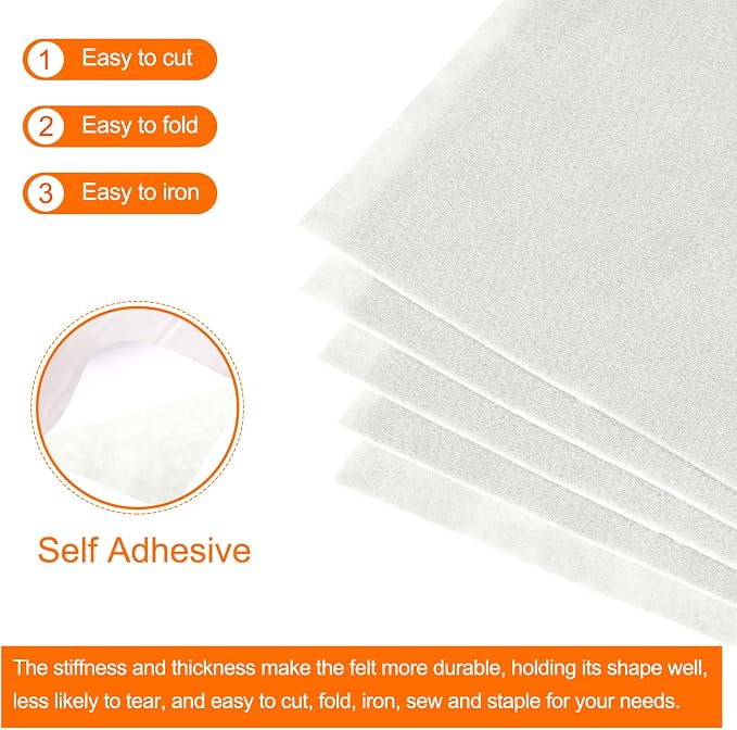 MECCANIXITY Adhesive Felt Sheets, Felt Fabric Crafts Back Adhesive Felt Sheets - Image 4