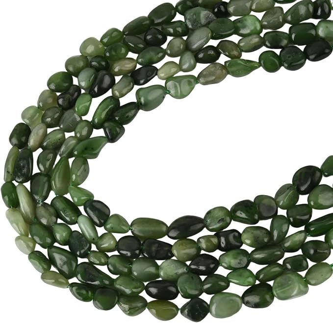 HAAMIIQII Natural Canada Green Jade Pebble Stone 5-8mm Small Irregular Freeform - Image 4