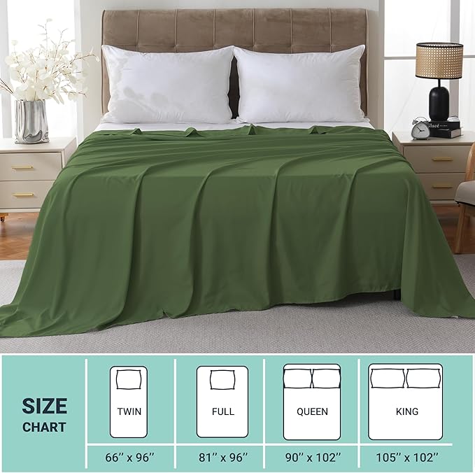ZPECC Queen Flat Sheet Only 1 Pack, Durable Olive Green Top Bed Sheets - Image 5