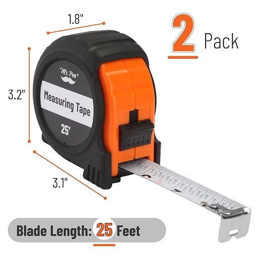 Mr. Pen- Retractable Tape Measure 25 ft, 2 Pack, Easy Read | Steel Retractable - Image 2