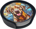 Drink Coaster Set of 6, Labrador Retriever Dog Mom Lover Gift, Leather Drink by petloverdoglovercommunity