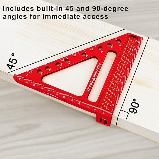 Large Carpenter Square 6.5''x5.79''Protractor Ruler - Image 8