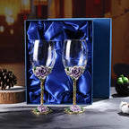 Simcat Handmade Painted Enamel Flower Glass Wine Glasses Transparent Refined by Simcat