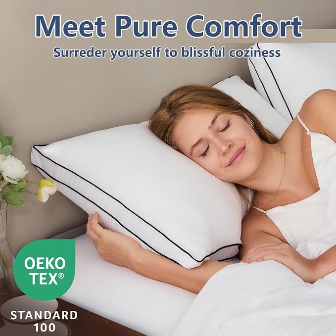 CozyLux Pillows Standard Size Set of 2, Soft Supportive 3D Down Alternative Bed - Image 2