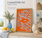 Framed Sardine Canvas Wall Art, Sardines Beach Poster Print Artwork, - Image 3