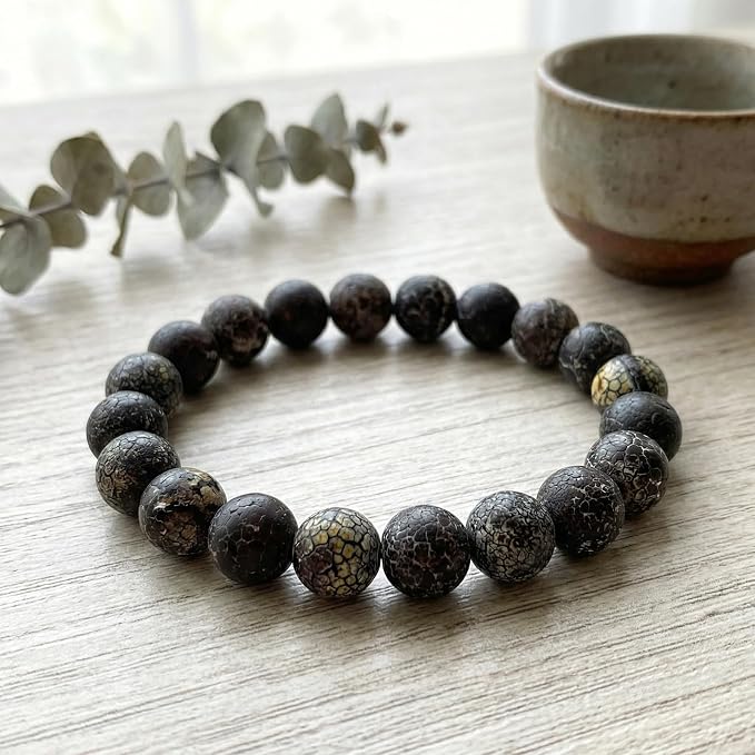 45pcs Round Loose Black Crack Old Agate Beads - Image 4
