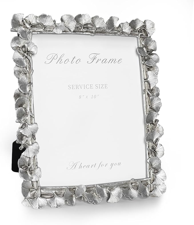 Cuspin Silver 8x10 Picture Frame, Vintage Silver Ornate Leaf Textured by Cuspin