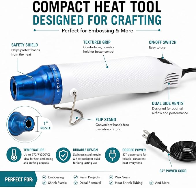 Embossing Kit with Heat Tool Bundle, Embossing Powders, Complete Embossing - Image 2