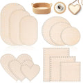 12PCS Wooden Basket Bottom, Oval Round Square Heart Shape Wood Blank Crochet by Unknown