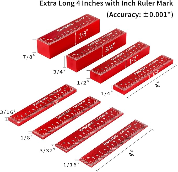 EANOSIC Setup Blocks Height Gauge Set, Bars Include Laser Engraved Size Markings - Image 3
