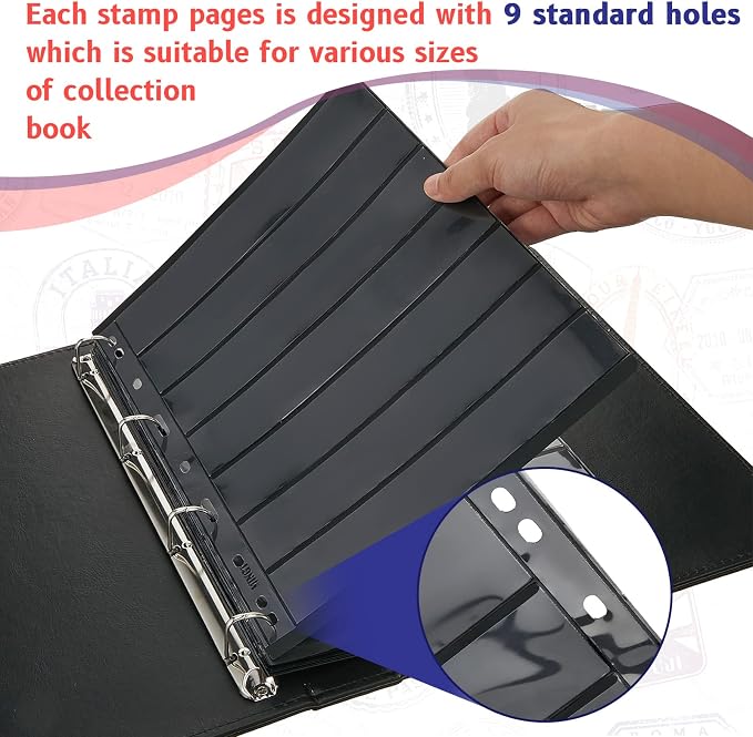 40 Sheets 80 Page Stamp Pages Collector Album Page 9 Hole Standard Stamp - Image 4