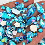 1000pcs Craft Gems AB Rhinestones, Lake Blue Flatback Jewels Gemstone, Acrylic by UYTRDVG