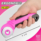 DIYSELF 45mm Rotary Cutter for Fabric, Safety Lock Ergonomic Handle, Quilting - Image 5
