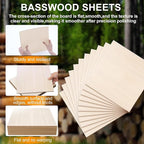 Basswood Sheets 12 x 12 x 1/8 Inch, 26 Packs Plywood Sheets Unfinished Wood - Image 3