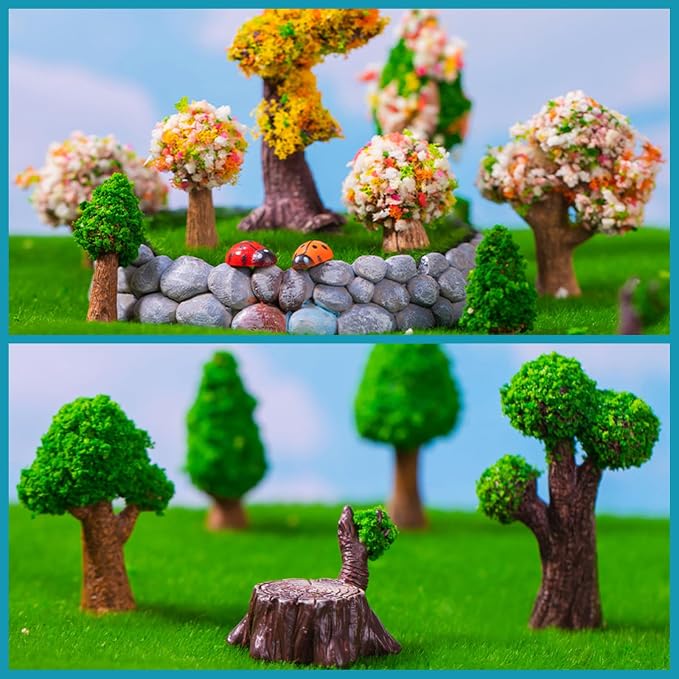 Cayway 19 PCS Miniature Fairy Garden Tree Plant Ornament, Mixed Model Trees - Image 7