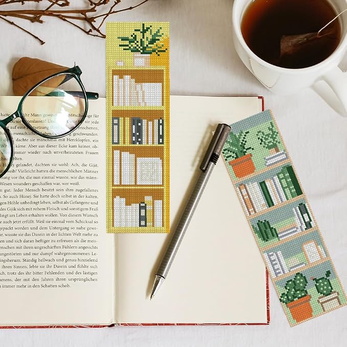 KYOQFVN 6 Pcs Bookshelves Cross Stitch Bookmark Kit - Image 4