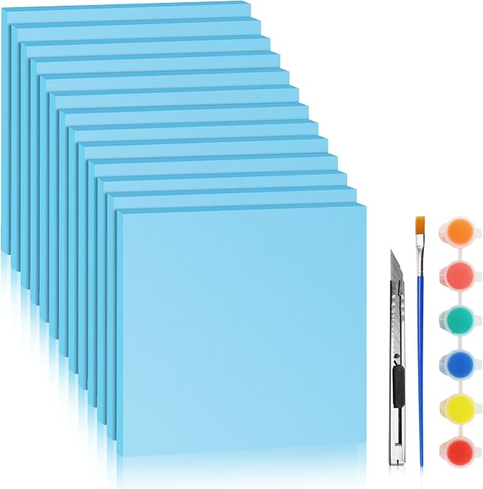 Blue 13 Pack 12x12x0.5 inch Foam Sheets 0.5 Inch Thick | Polystyrene Rectangles by LuckyFoam