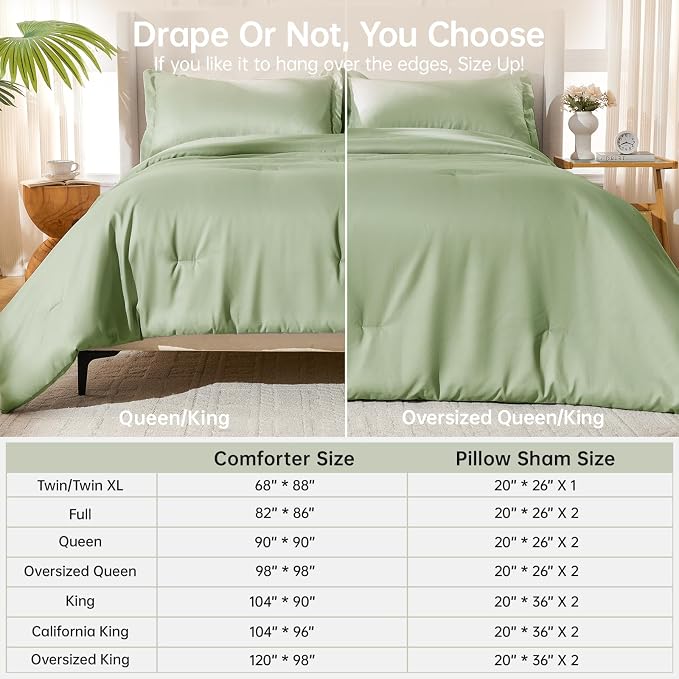 MUXHOMO Green Queen Comforter Set, All Season Ultra Soft Down Alternative - Image 8