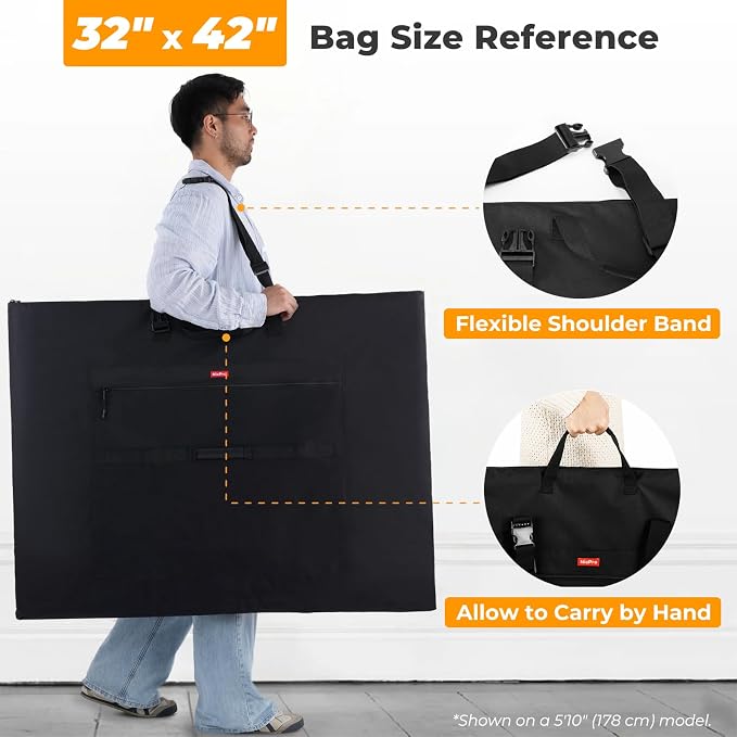 Nicpro Light Weight Art Portfolio Bag, 32 x 42 Inches Waterproof Art Portfolio - Image 3