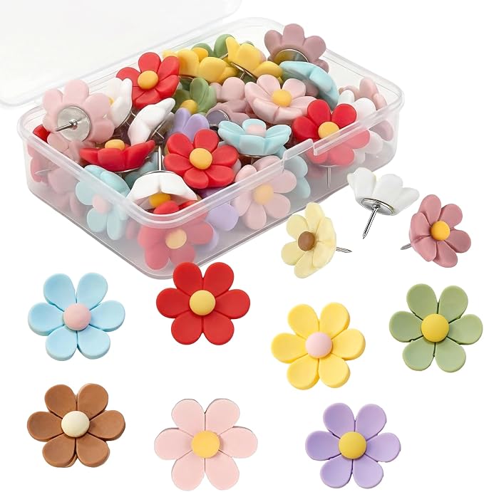 30PCS Cute Push Pins, Bulletin Board Pins, Bulletin Board Decorations, Flower by starfa+lab