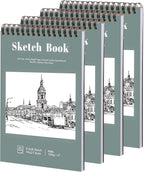 4 Pack Small Sketch Books, 5.5 x 8.5 Inch Mini Sketchbook, 68lb/100gsm Spiral by Prudiut