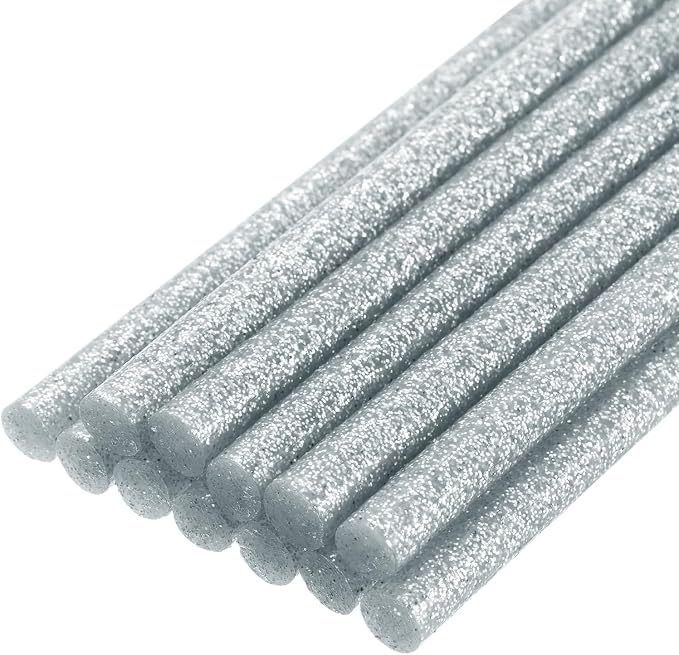 uxcell Mini Hot Glue Sticks for Glue Gun 11mm x 200mm Glitter Silver 12pcs by uxcell