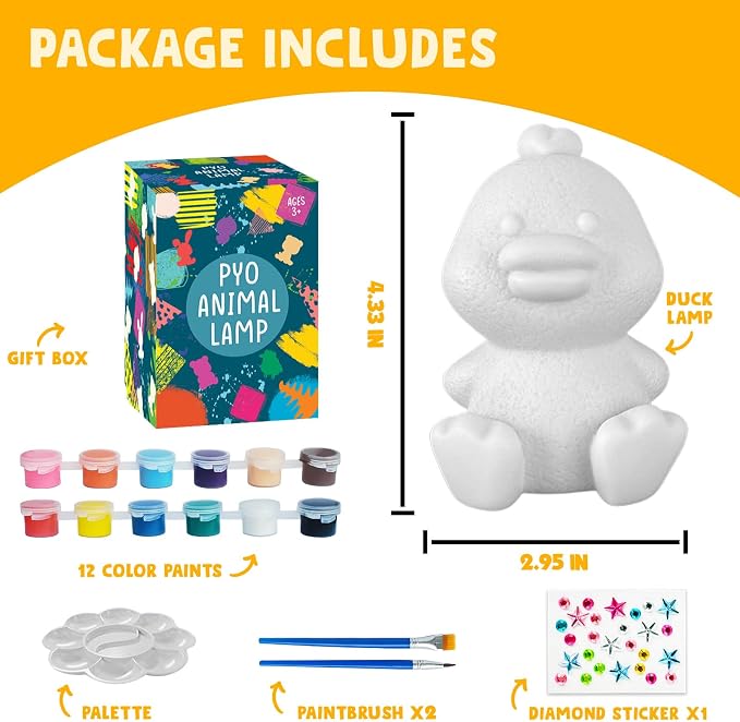 Goody King Paint Your Own Duck Lamp Kit, DIY Duck Night Light, Arts & Crafts - Image 2