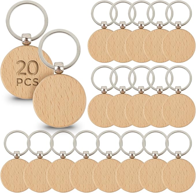 AUEAR, Blank Wooden Key Chain Wood Keychain Key Ring Key Tags Personalized EDC by AUEAR