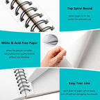 WINNER 9" x 12" Sketch Book 4 Pack, 400 Sheets Spiral Bound Art Sketchbook - Image 3